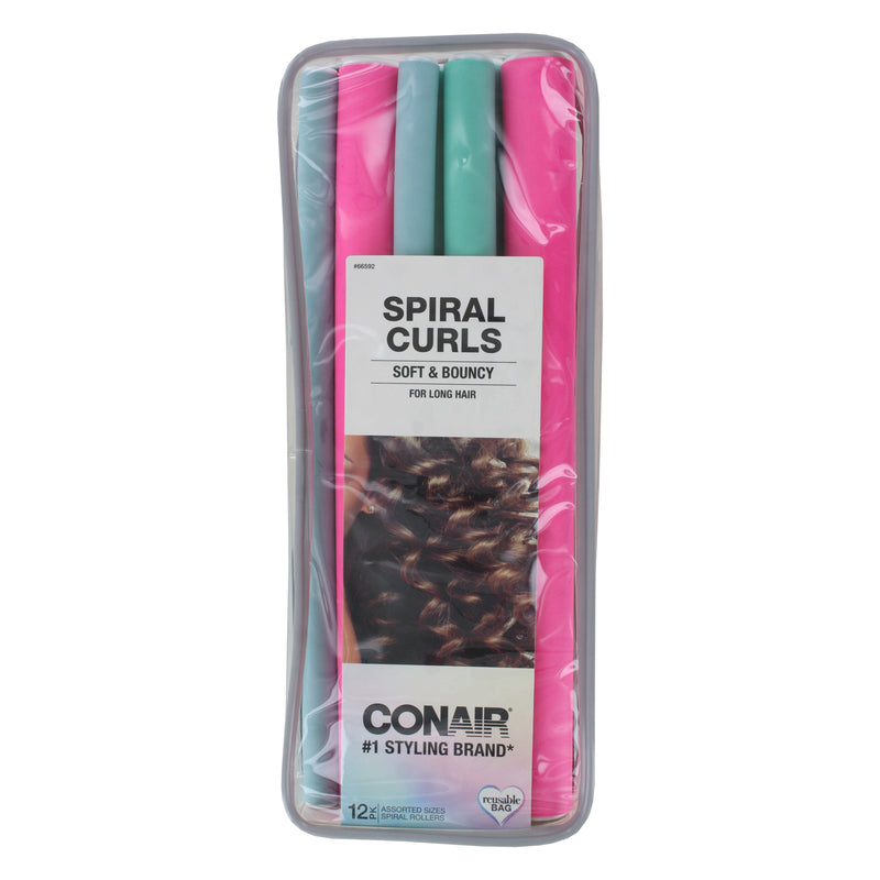 Conair Curls Curls Curls Long Hair Spiral Rollers, Assorted Colors, 12-Pieces