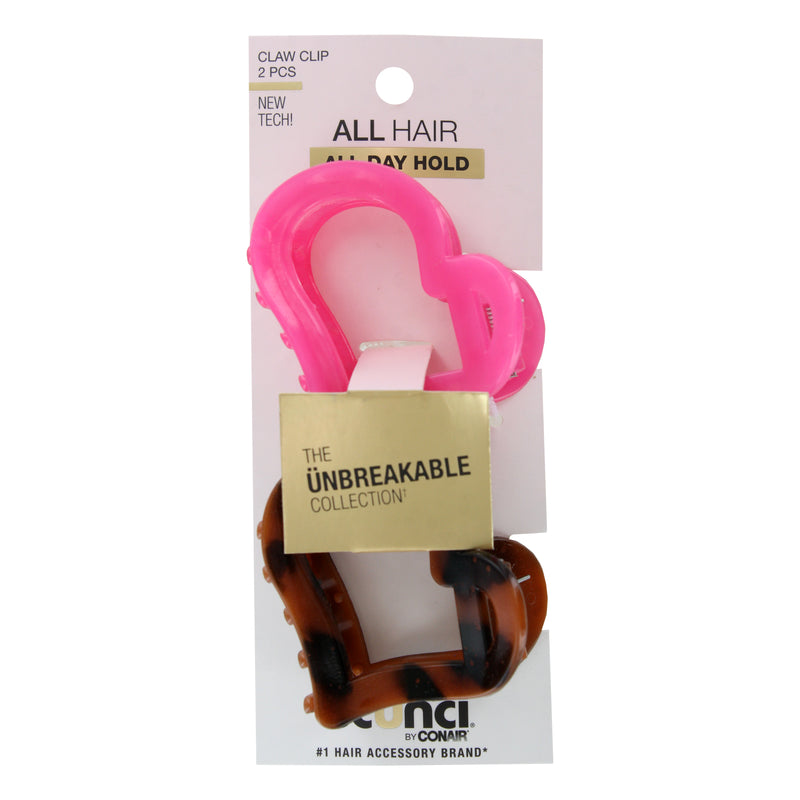 Scunci All Hair All Day Hold The Unbreakable Collection Heart Claw Clips, Assorted Colors, 2-Pieces