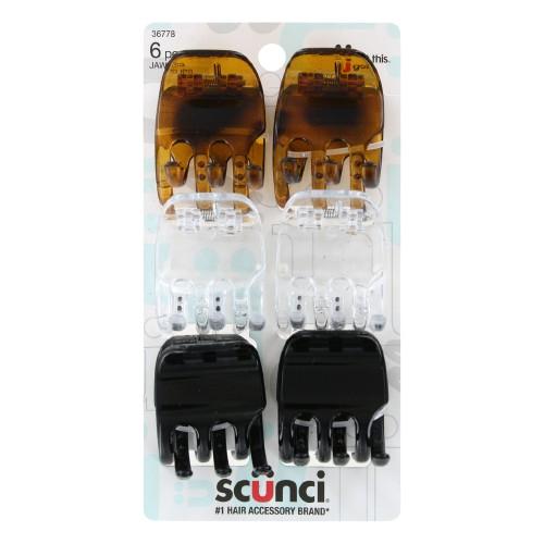 Scunci Hair Jaw Clips, Assorted Colors, 6-Pieces