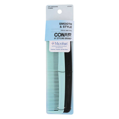 Conair Smooth & Style Microban Hair Dressing Combs, Assorted Colors, 2-Count
