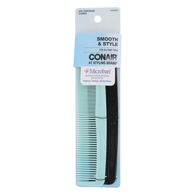 Conair Smooth & Style Microban Hair Dressing Combs, Assorted Colors, 2-Count
