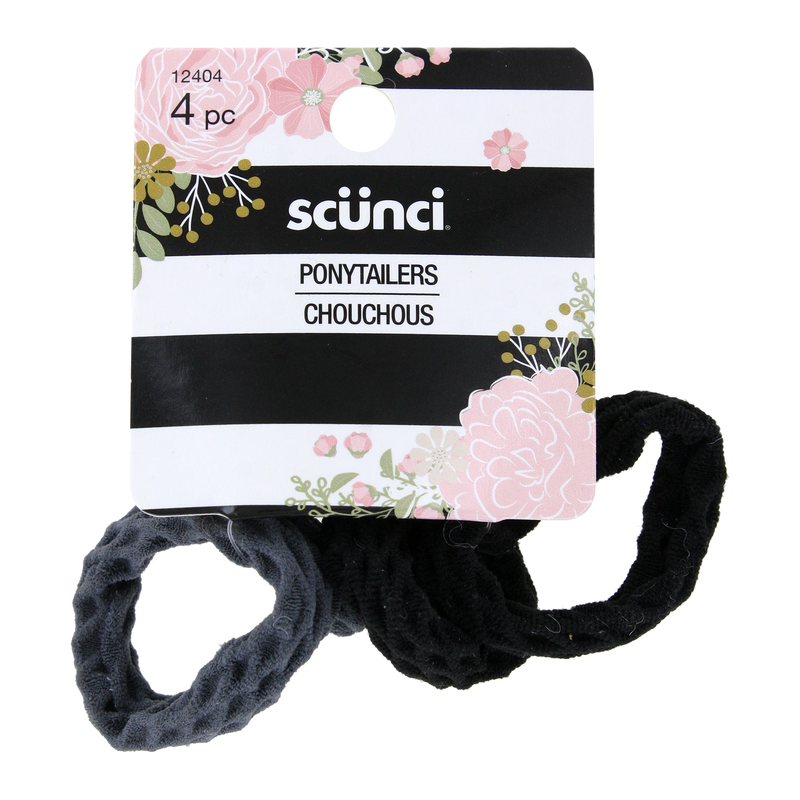 Scunci Ponytailers, Assorted Colors, 4-Count