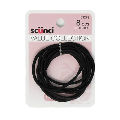 Scunci Value Collection Elastics, Black, 8-Piece