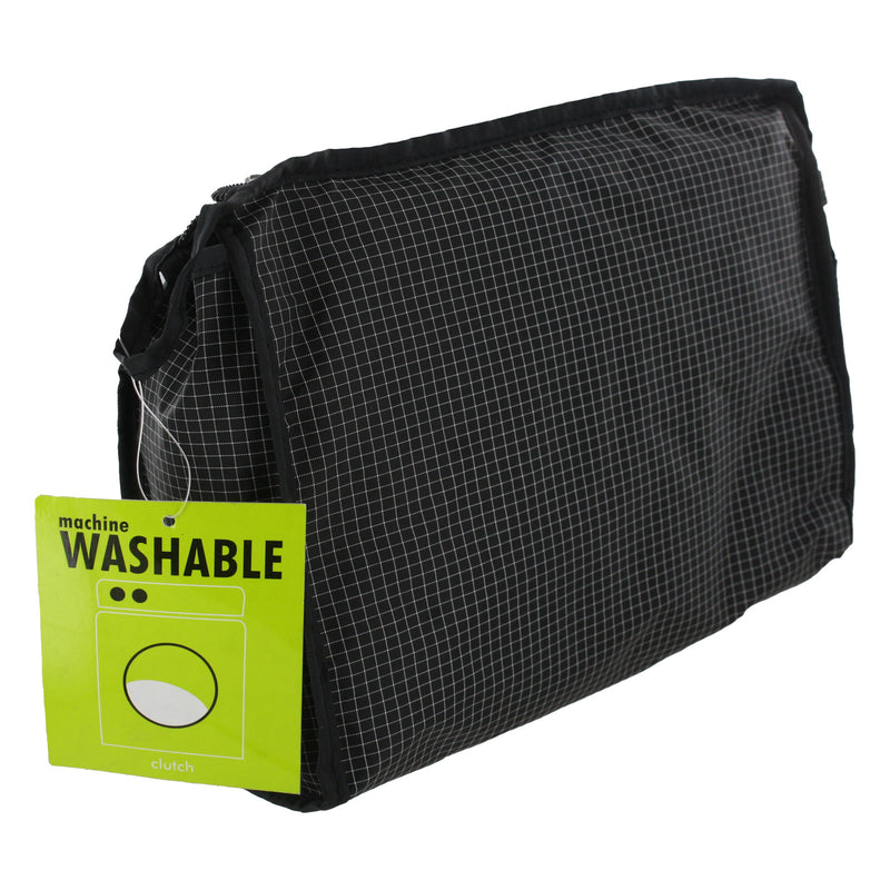 Allegro Basics Washable Zippered Cosmetic Clutch, Black