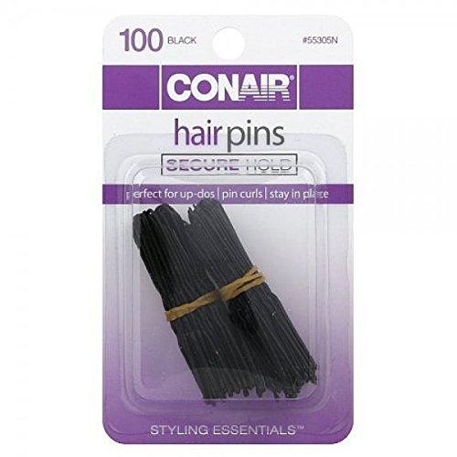 Conair Pin and Hold Styling Hair Pins, Black, 100-Count