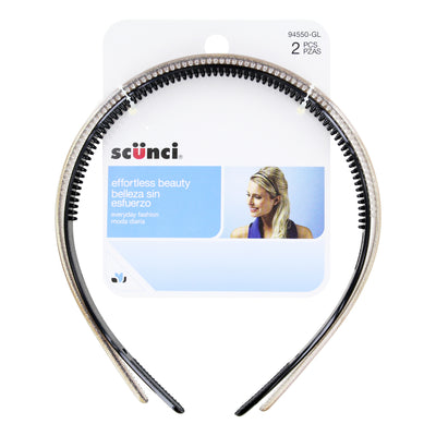 Scunci Effortless Beauty Skinny Plastic Headbands, 2-Piece