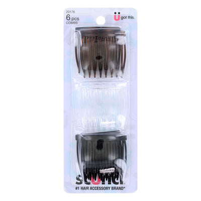 Scunci Small Hair Combs, Assorted Colors, 6-Pieces