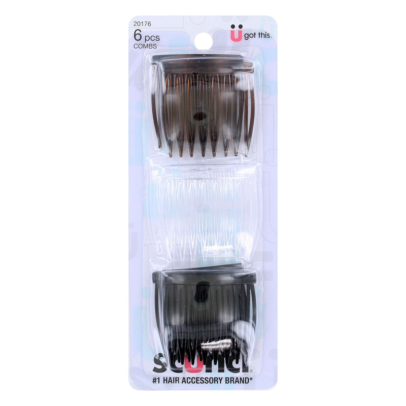 Scunci Small Hair Combs, Assorted Colors, 6-Pieces