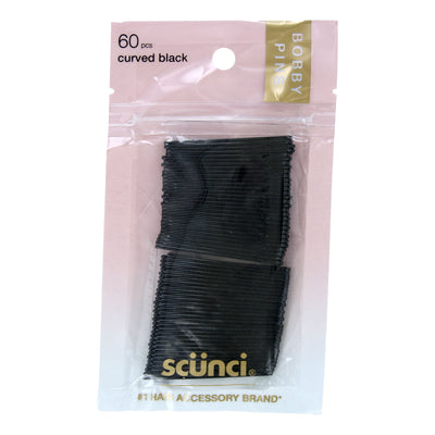 Scunci Curved Bobby Pins, Black, 60-Pieces