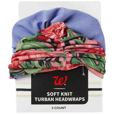 Walgreens Soft Knit Turban Headwrap, Assorted Designs, 2-Pieces