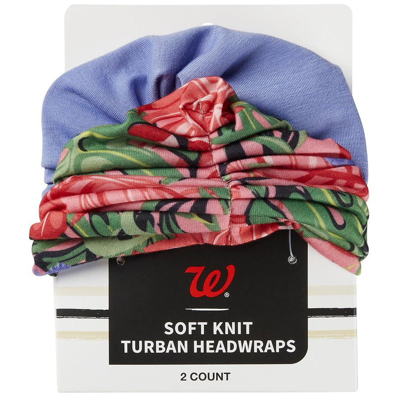 Walgreens Soft Knit Turban Headwrap, Assorted Designs, 2-Pieces