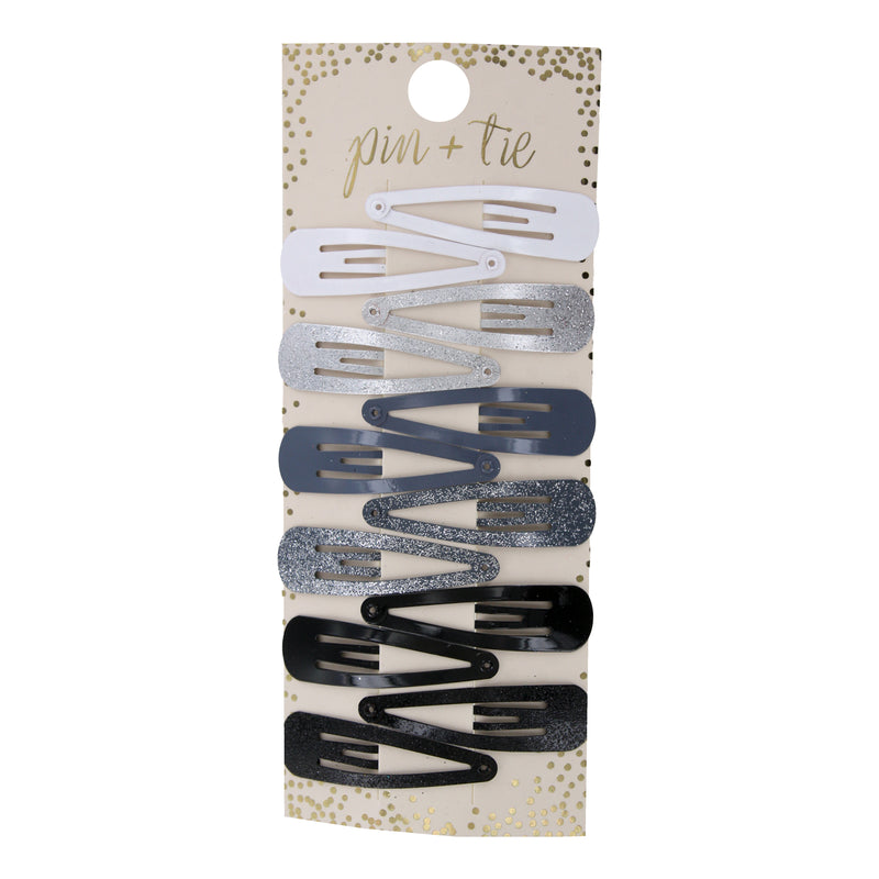Scunci Pin + Tie Hair Snap Clips, Assorted Colors, 12-Pieces