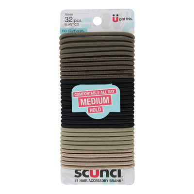 Scunci U Got This No-Damage Medium Hold Hair Elastics, Assorted Colors, 32-Pieces