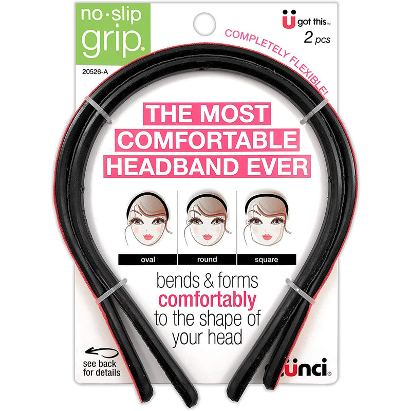 Scunci No-Slip Grip Flexible Headbands, 2-Pieces