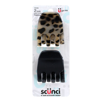 Scunci U Got This Thick Hair Jaw Clips, Assorted Colors, 2-Count