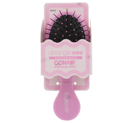 Conair Detangle Mini Paddle Hair Brush, Compact Size, Light Pink, 1 Count