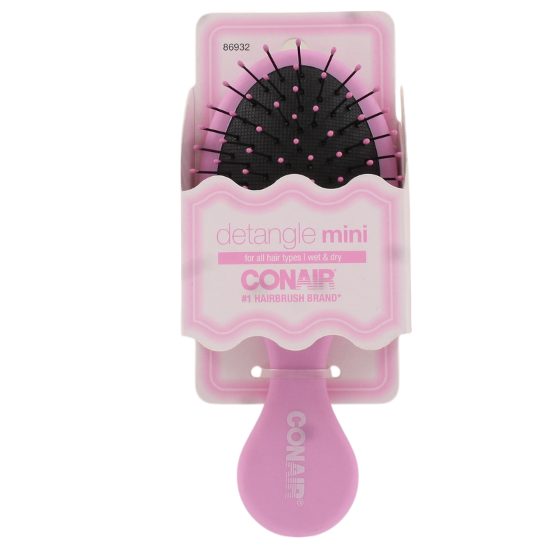 Conair Detangle Mini Paddle Hair Brush, Compact Size, Light Pink, 1 Count