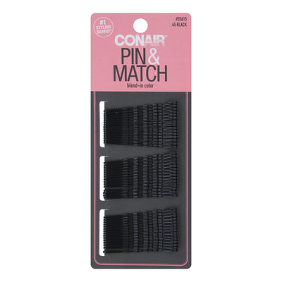 Conair Pin & Match Blend-In-Color Bobby Pins, Black, 45-Pieces