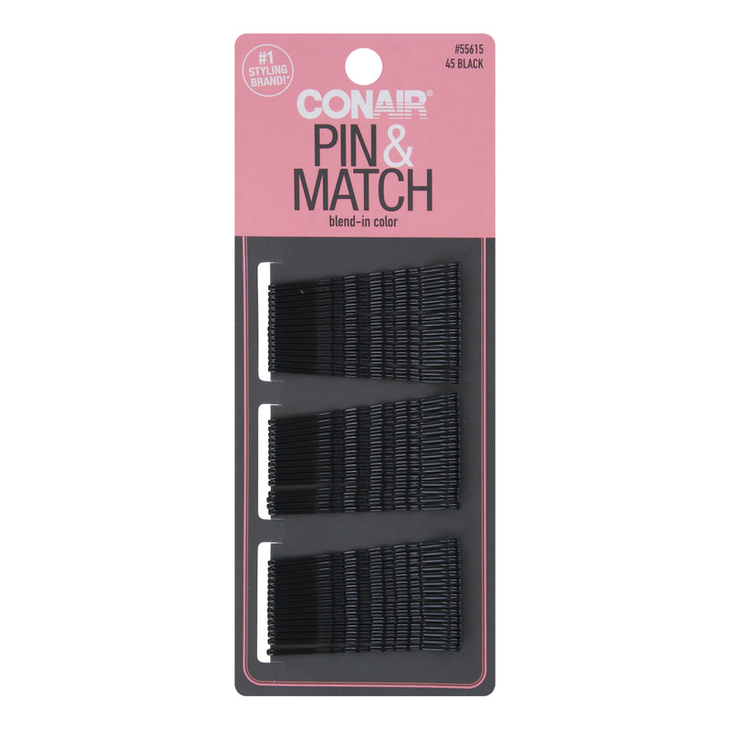 Conair Pin & Match Blend-In-Color Bobby Pins, Black, 45-Pieces