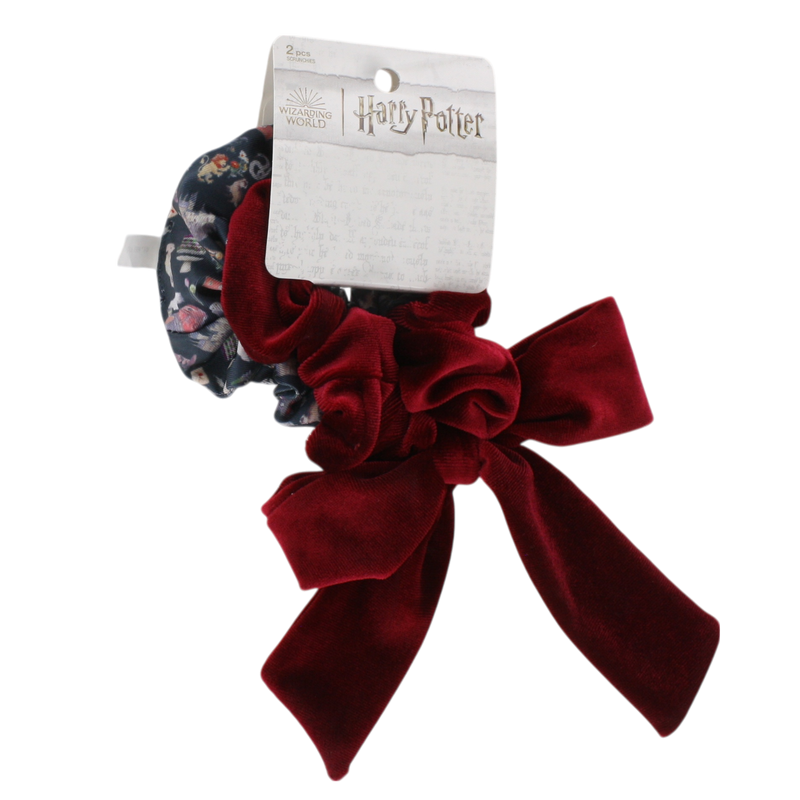 Harry Potter by Scunci Wizarding World Scrunchies – 2-Pack, Velvet Red & Printed Design