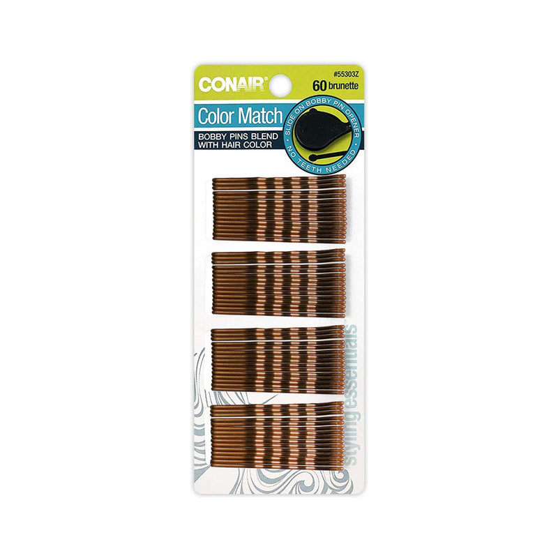 Conair Color Match Bobby Pins, Brown, 60-Pieces