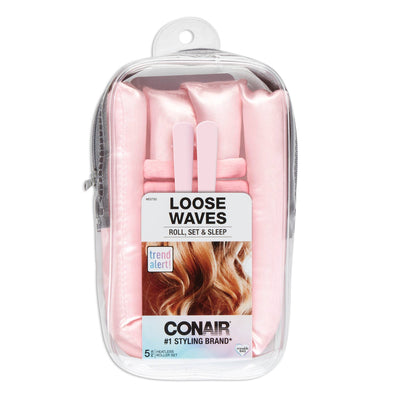 Conair Loose Waves Heatless Hair Roller Set, Pink, 5-Pieces