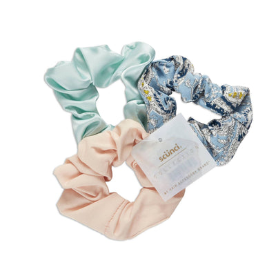 Scunci Collection Multi Hair Scrunchies, Blue Floral, 3-Pieces