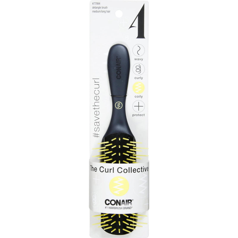 Conair The Curl Collective Detangling Brush Medium to Long Hair, Black, 1-Count