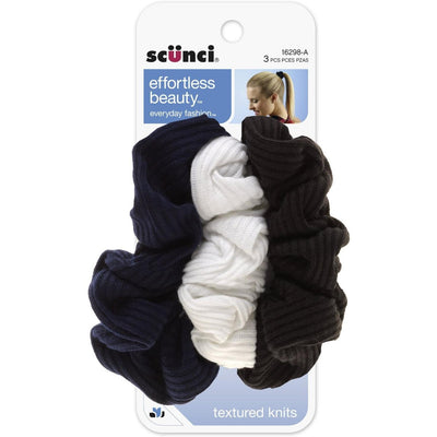 Scunci Effortless Beauty Ribbed Twister Scrunchies, Assorted Colors, 3-Count