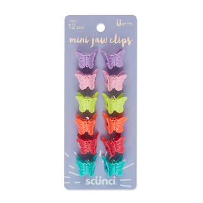 Scunci Butterfly Bright Colors Mini Jaw Clips, Assorted Colors, 12-Pieces