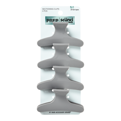 Scunci Prep All Hair Back to School Sectioning Clips, Gray, 4-Pieces