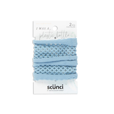 Scunci Consciously Minded and Sustainable Knit Ponytailers, Blue, 2-Pieces
