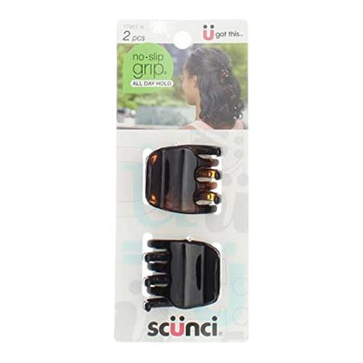 Scunci No-Slip Grip Chunky Jaw Clips, 3.5cm, Assorted Colors, 2-Count