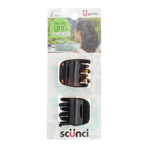 Scunci No-Slip Grip Chunky Jaw Clips, 3.5cm, Assorted Colors, 2-Count