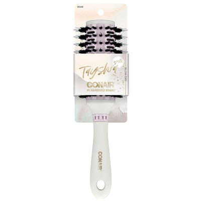 Tayshia by Conair Boar and Nylon Bristled Vented Round Hairbrush, Gray and Lilac