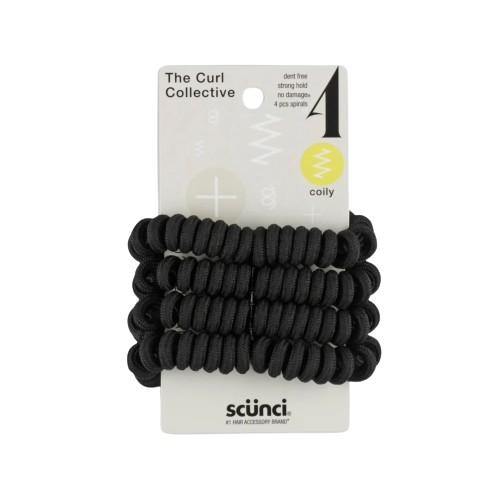 Scunci The Curl Collective Coily Hair Elastics, Black, 4-Pieces