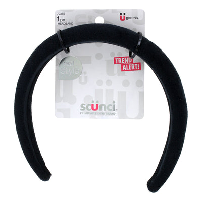 Scunci Real Style Velvet Headband, Black, 1-Piece