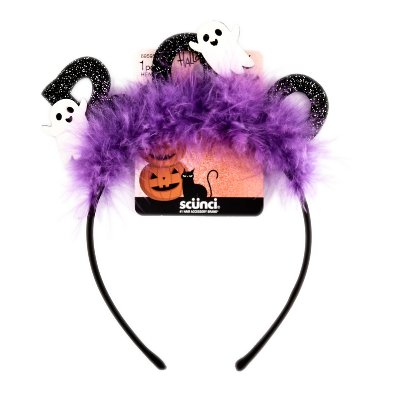 Scunci Halloween Ghosts Fuzzy Purple 