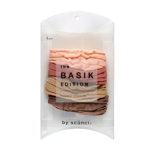 Scunci The Basik Edition Hosiery Hair Elastics, Assorted Colors, 4-Pieces
