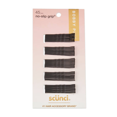 Scunci No-Slip Grip Bobby Pins, Matte Black, 45-Pieces