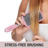 Conair Velvet Touch Paddle Cushion Hair Brush - Detangling Hairbrush - Curly or Straight Styles - Men or Women - Detangler - Features Soft Touch Handle - Blush Pink - Image 4