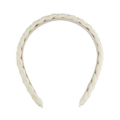 Tayshia by Scunci Comfort No-Squeeze Satin Braided Headband, Cream, 1-Piece