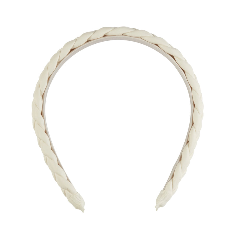 Tayshia by Scunci Comfort No-Squeeze Satin Braided Headband, Cream, 1-Piece