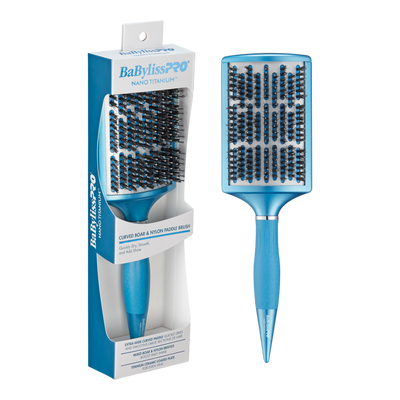 BaBylissPro Nano Titanium Curved Boar & Nylon Paddle Hair Brush