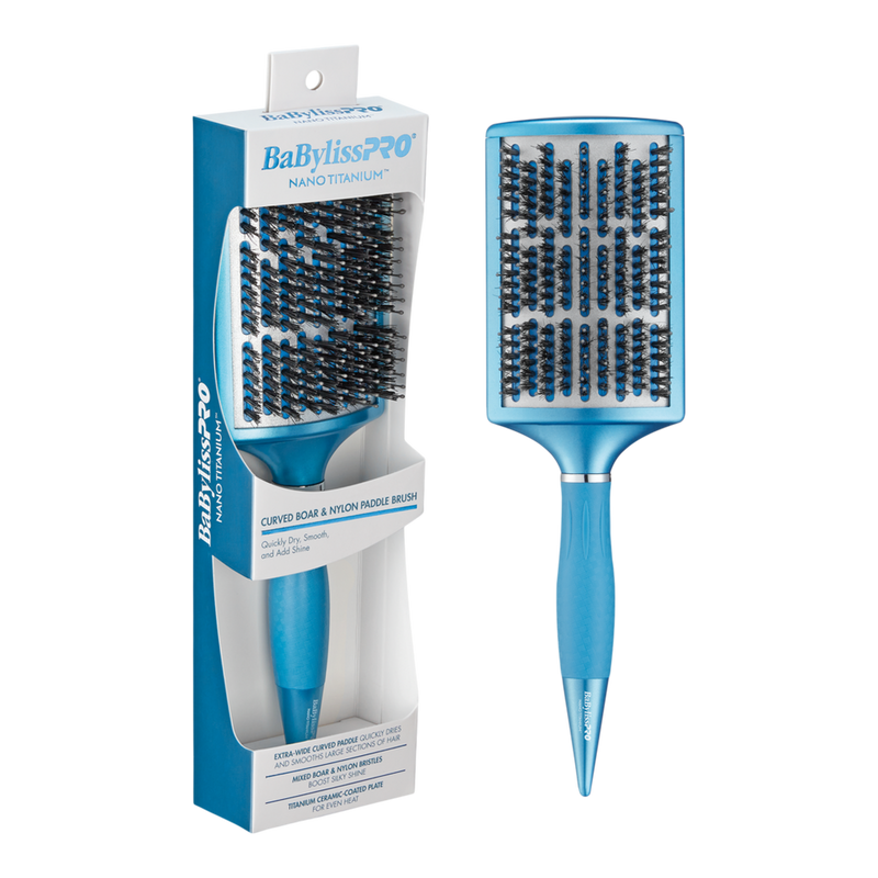 BaBylissPro Nano Titanium Curved Boar & Nylon Paddle Hair Brush