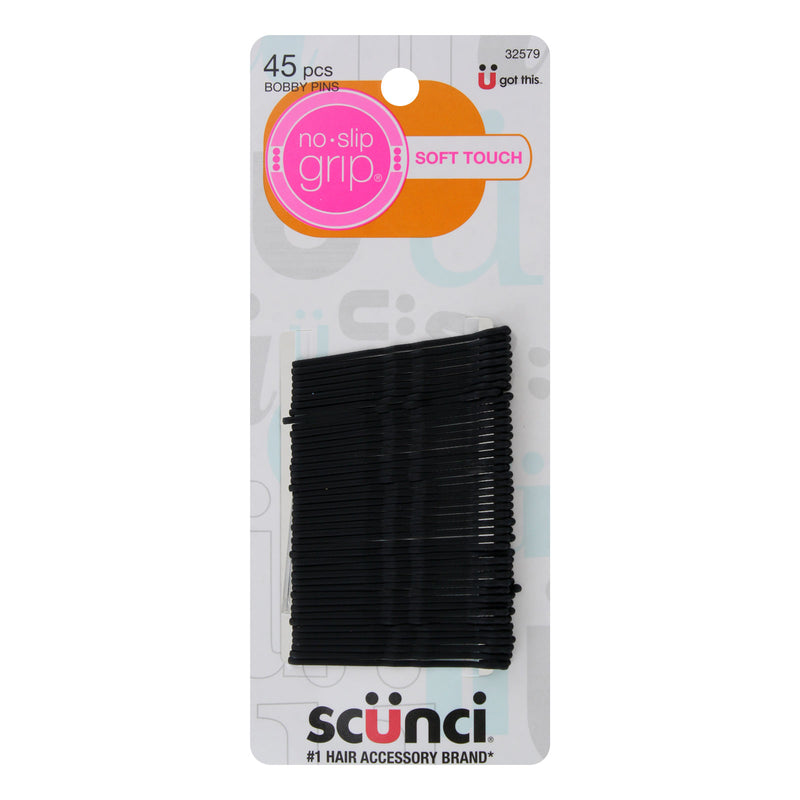 Scunci No-Slip Grip Soft Touch Hair Bobby Pins, Black, 45-Pieces
