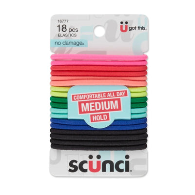 Scunci Bright No Damage Elastics Large, Assorted Colors, 18-Count