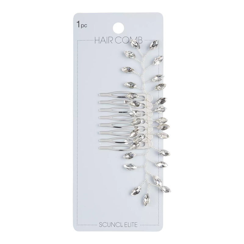 Scunci Elite Silver & Rhinestone Hair Comb, 1-Piece