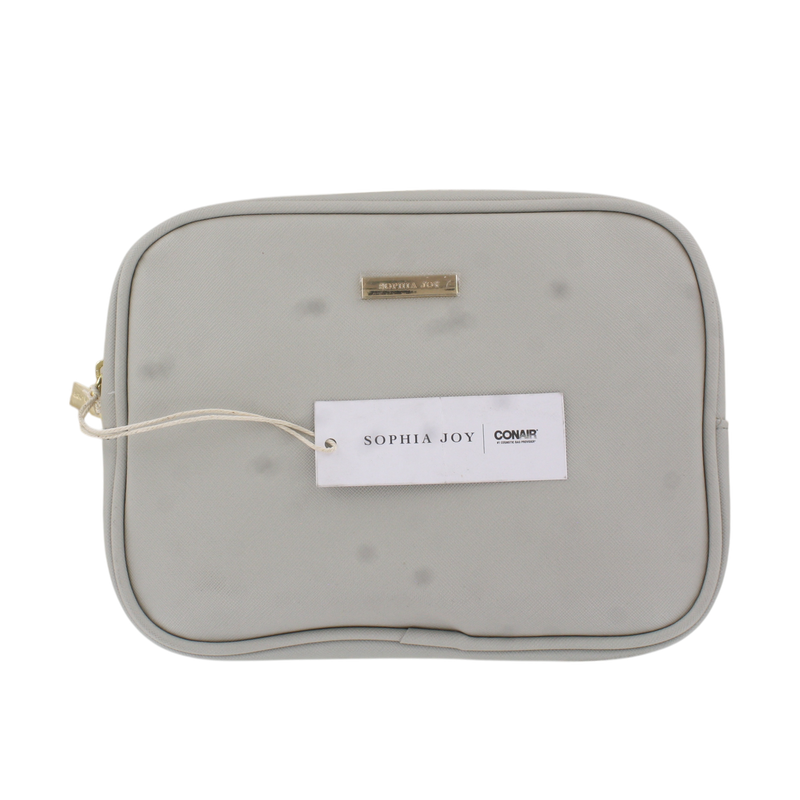 Tartan + Twine Double Zip Cosmetic Bag – Elegant Travel Makeup Organizer with Dual Compartments, Neutral Gray