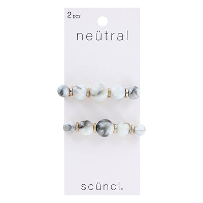 Scunci Neutral Pearl Marble Hair Barrettes, 2-Piece